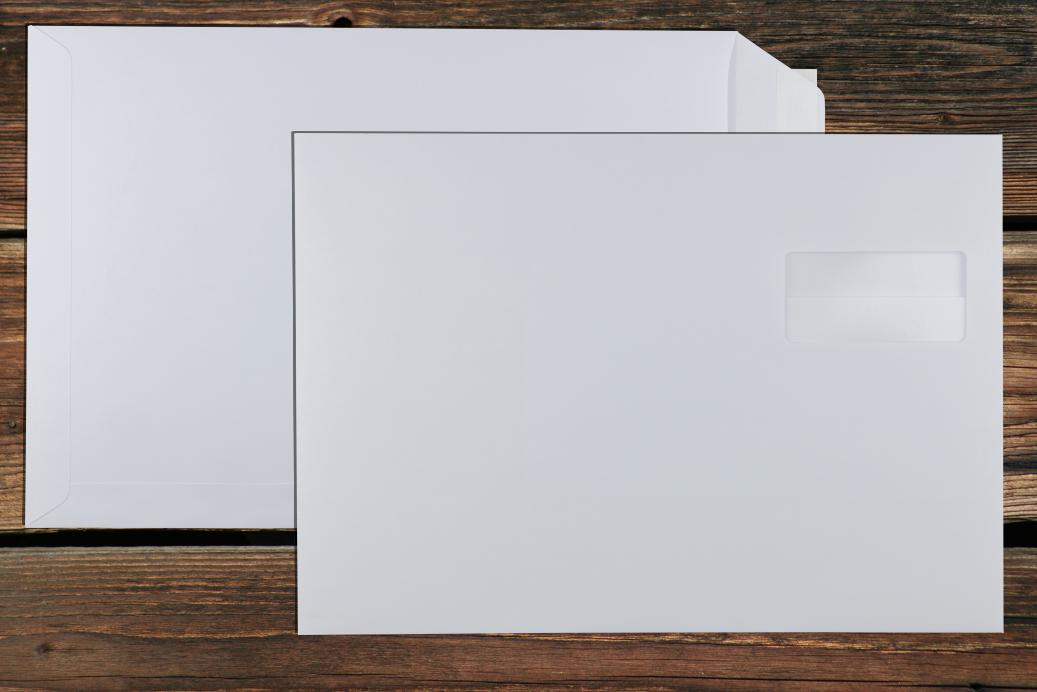 Versandtaschen mit Fenster B4 250x353 mm Haftklebend Weiß 120 g/qm